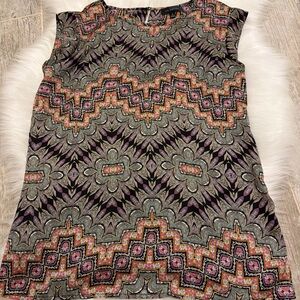 Geometric Colorful Patterned Sleeveless Blouse